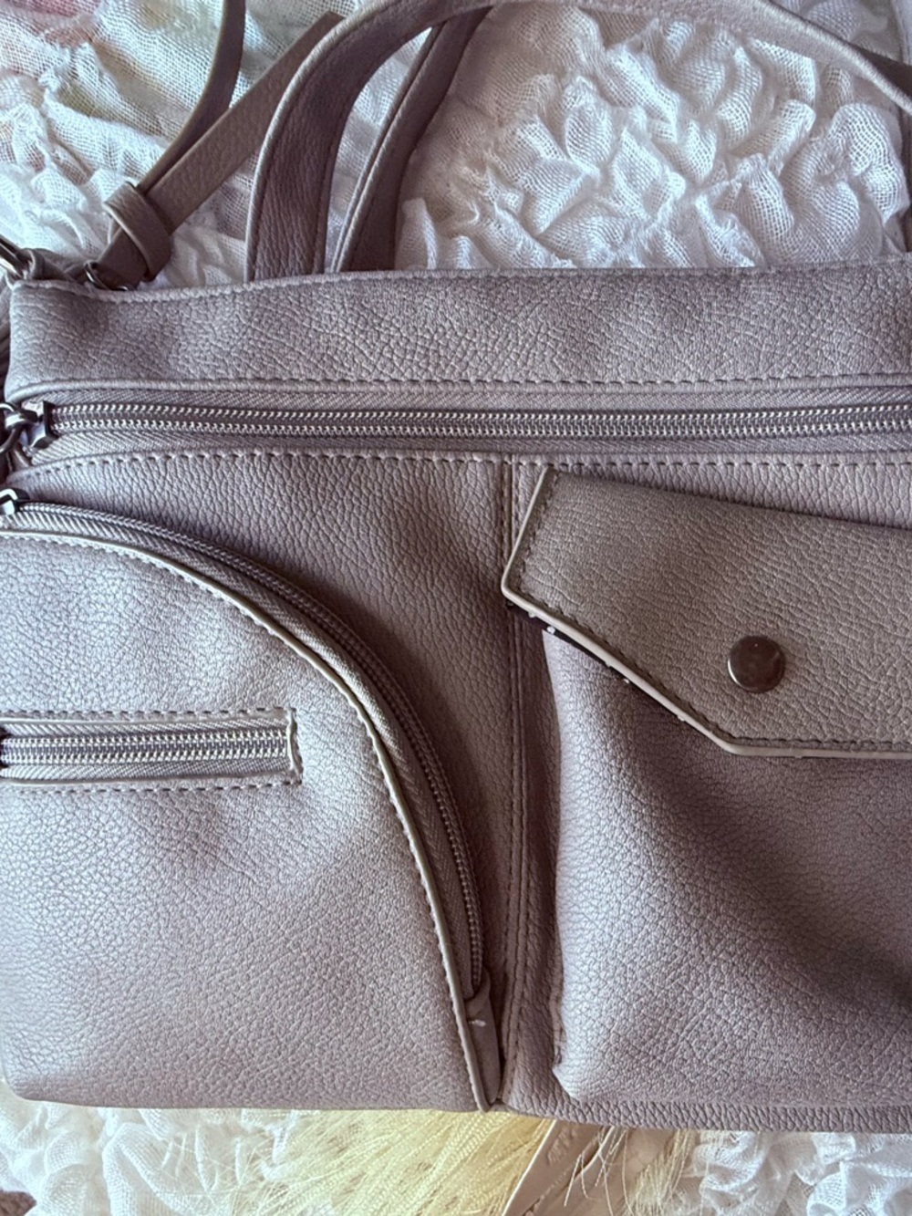 Women's Taupe Multifunction Crossbody Bag - Everyday Organizer